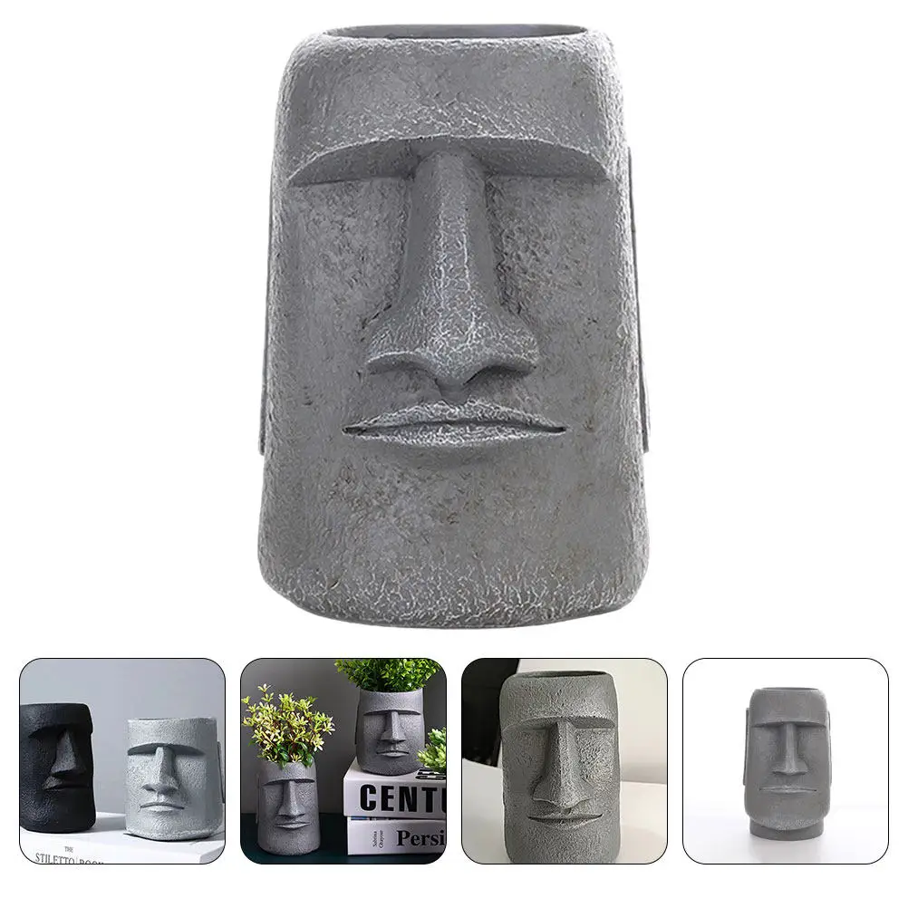 

Кашпо для растений в виде статуи Моаи, из смолы, для суккулентов, художественное изделие из смолы, цветочный горшок, декор для офиса и дома