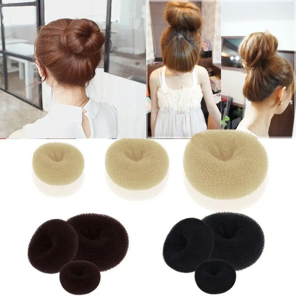Women's Fashion 3 Colors and 3 Sizes Hairstyle Tool Hair Styler Foam Sponge Hair Accessories Donuts Style Hair Ring Bun Shape