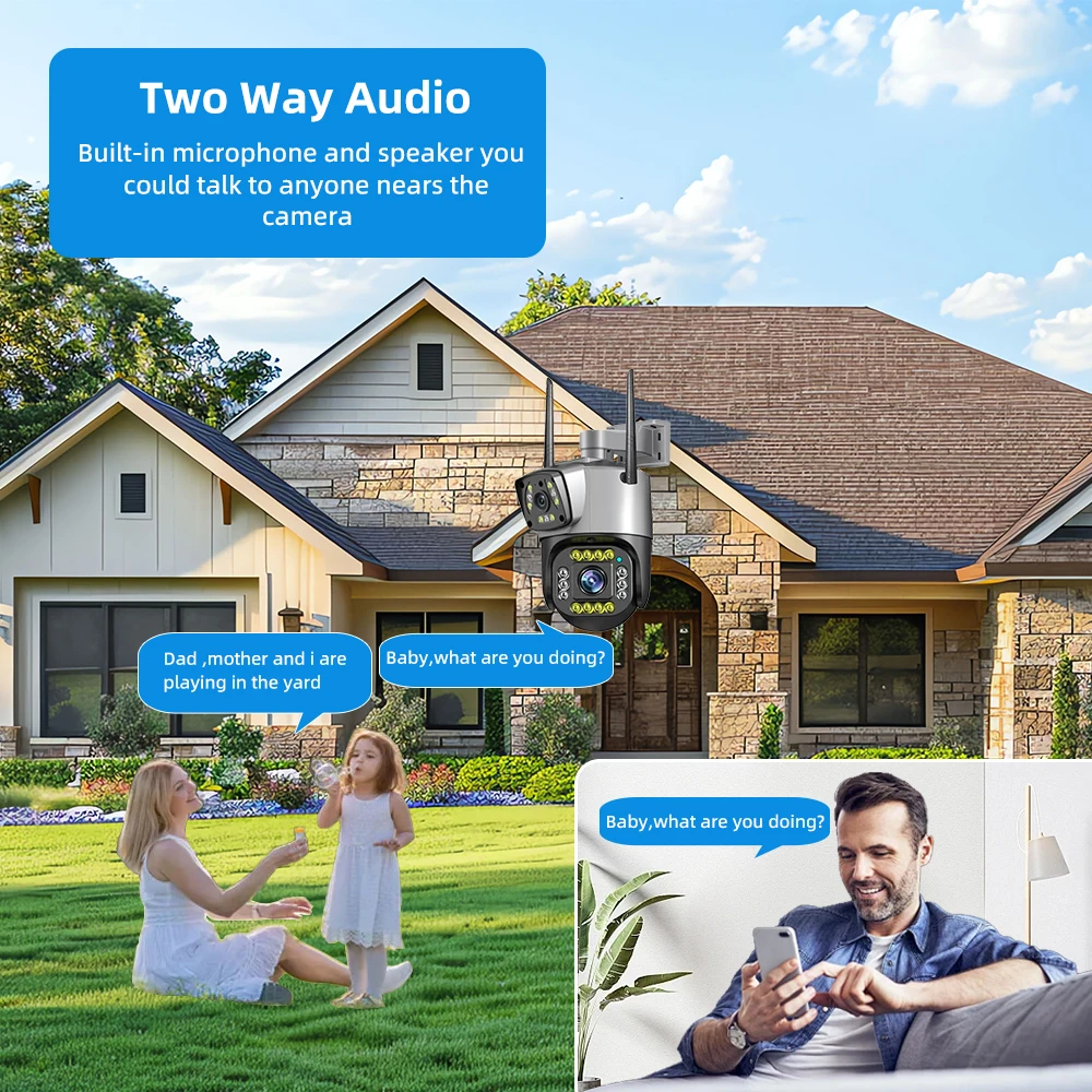 6K 12MP Outdoor 4G SIM PTZ Security Camera Dual Lens Wireless PIR Motion Detection HD Night Vision V380 Pro CCTV Protection