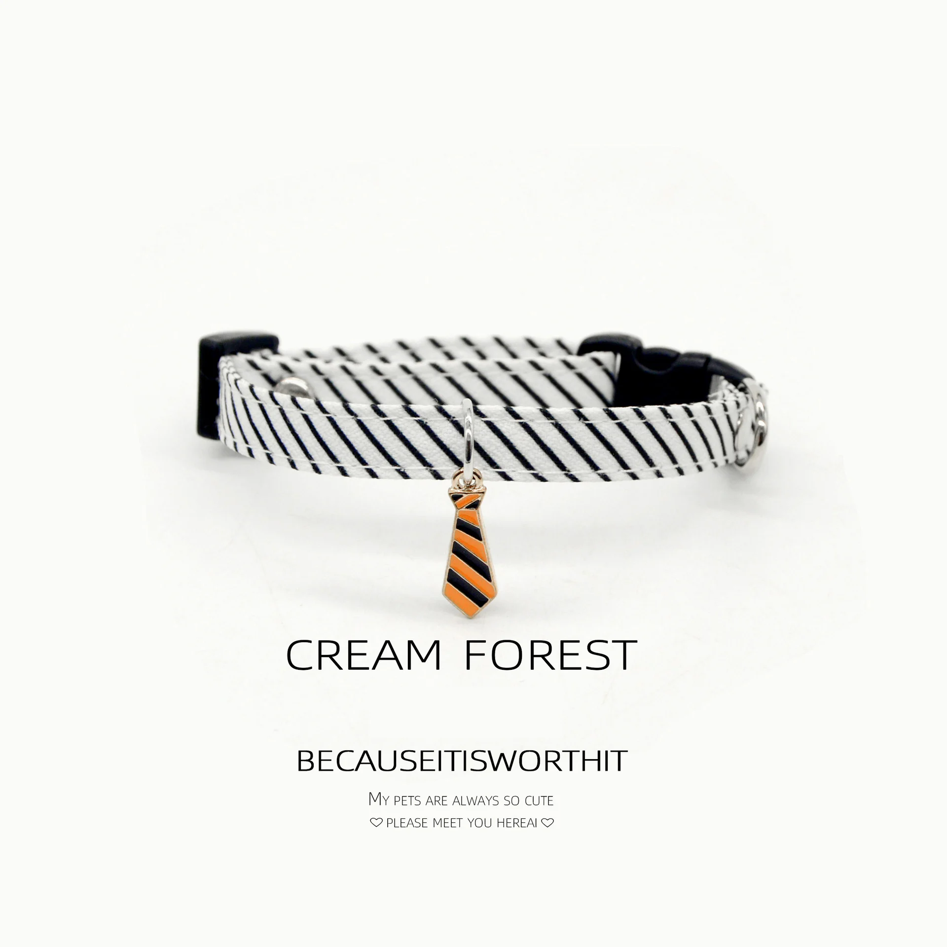 Collare per gatti in poliestere a righe 1 pc con ciondolo per cravatta-elegante accessorio per cani di piccola taglia