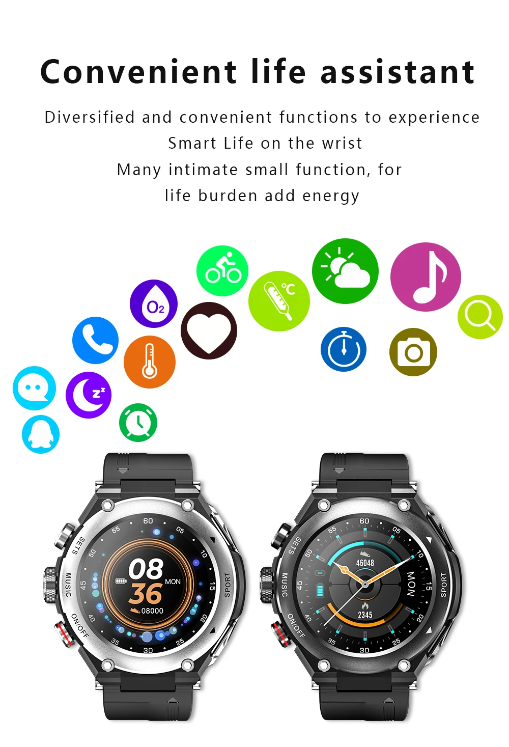 Multi-function Business Sport 2 In 1 Smart Watch T92 With Earbuds Mp3 Player Body Temperature Monitoring Fitness Bracelet