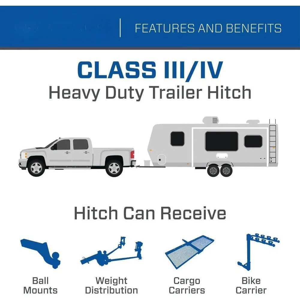 Engate de reboque classe 3 76226, receptor quadrado de 2 polegadas, preto, compatível com 2011-2025 X3 e 2019-2025 X4