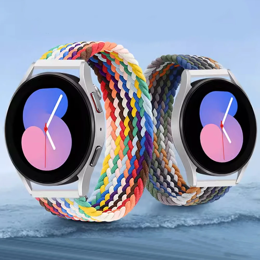 Correa trenzada para Samsung Galaxy watch pulsera clásica de 20mm 22mm 46mm 40mm 44mm active 2 solo loop 5 pro 45mm