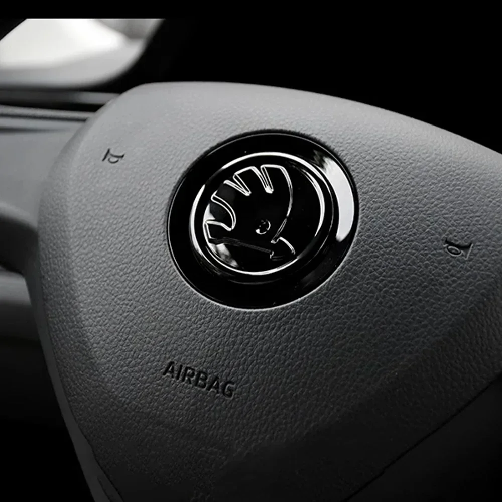 

Car Sticker 2025 New 1pcs Car Steering Wheel Emblem Cover Decoration Sticker for Skoda Octavia Yeti VRS Roomster Citigo Combi Vi