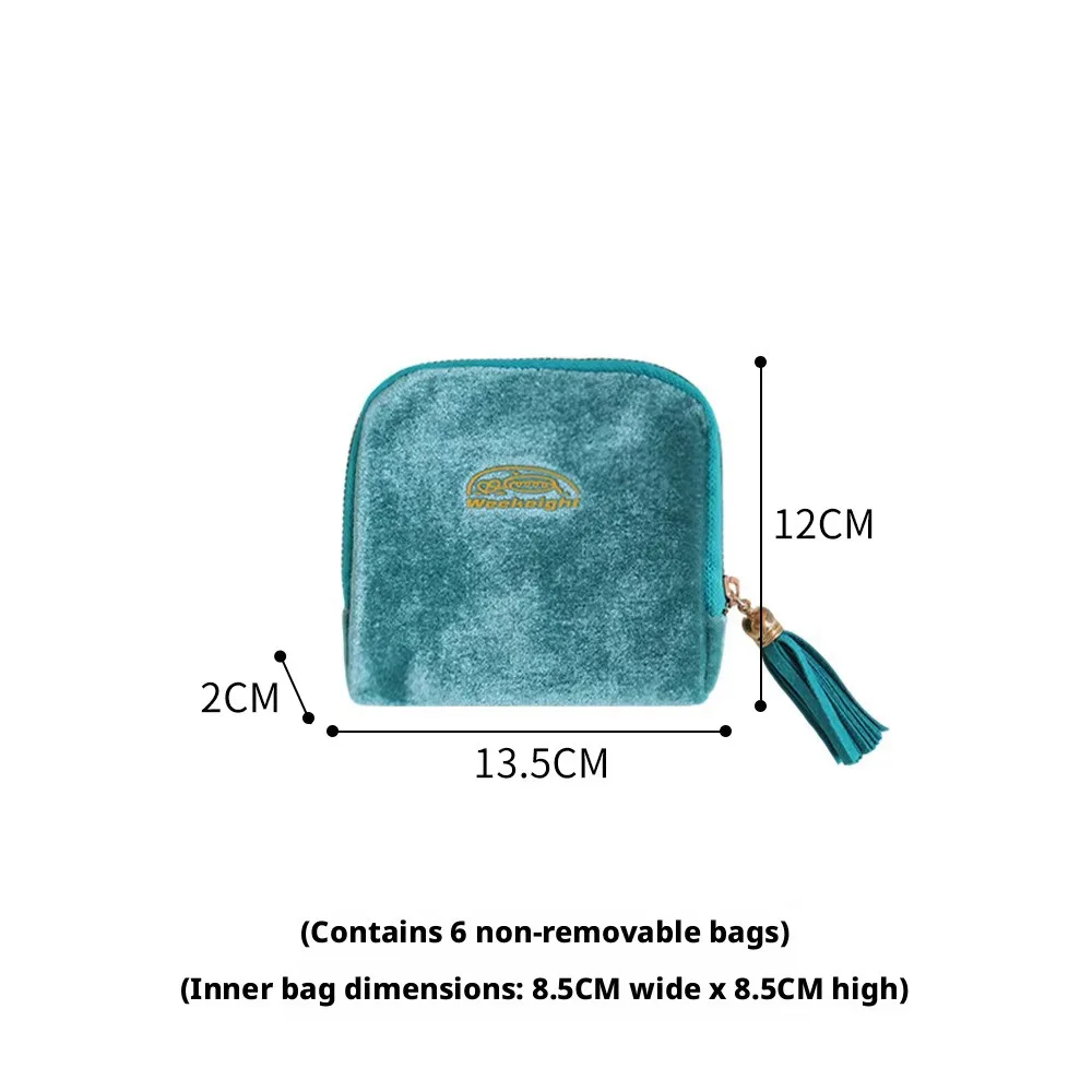 Velvet Jewelry Organizer Bag Multi Layers Zipper Closure Jewelry Storage Pouch Tassel Pull Satin Lining Travel Jewelry Case