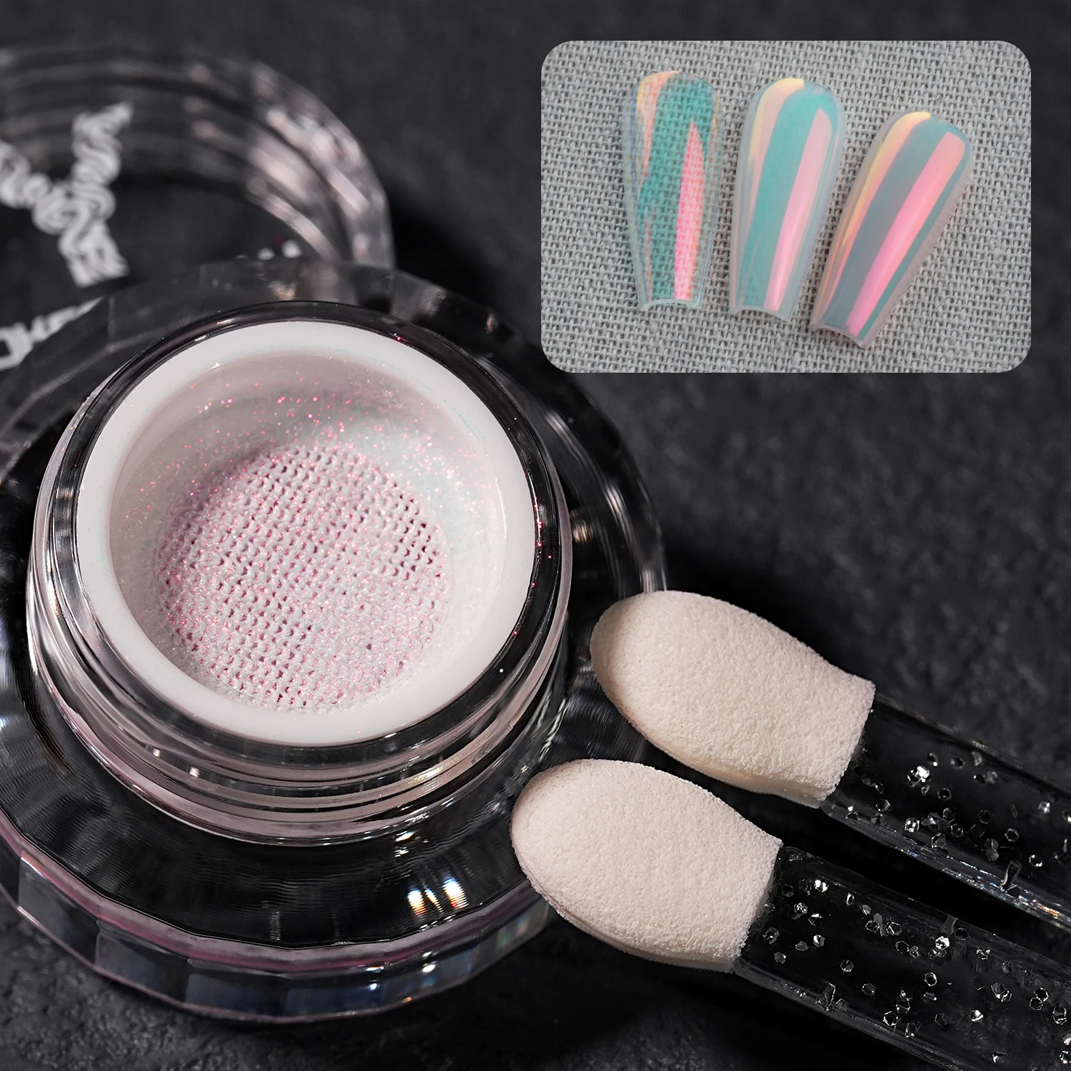 Nuevo Polvo de Uñas YOKEFELLOW GleamTap Cushion Aurora Chrome, Efecto Aurora de Sirena para Manicura Casera y de Salón, GT111 Afterglow