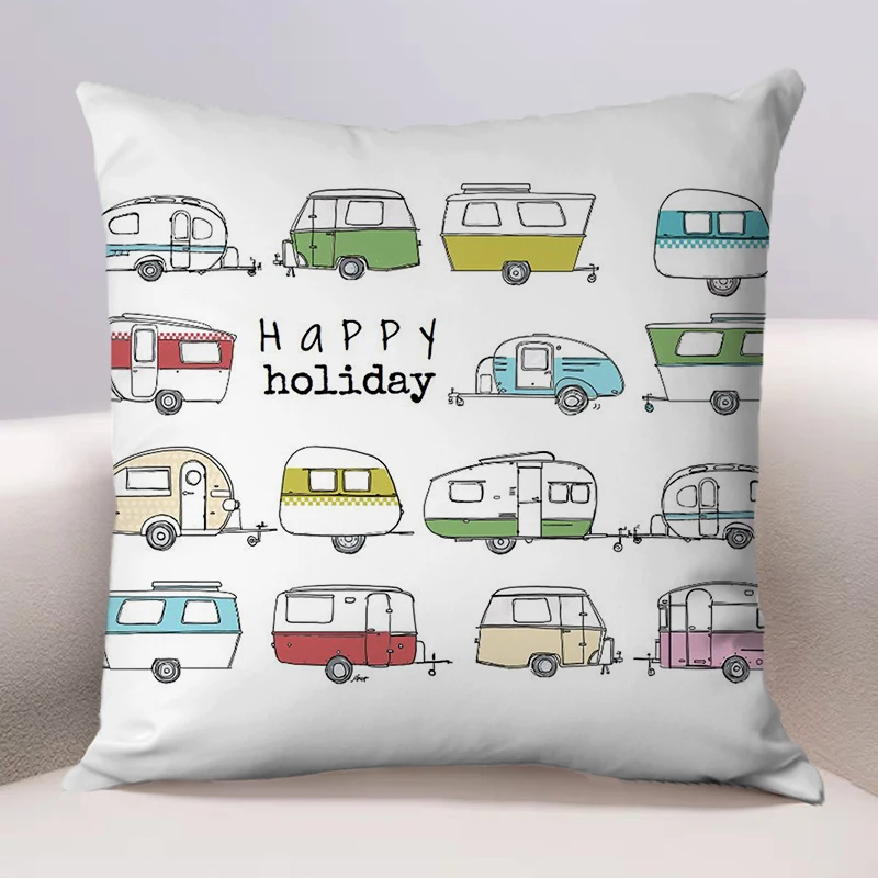 Caravan Pattern Cushion Cover for Sofa Pillow Case Cover Seat Car Throw Pillowcase 45X45cm For Home Decorative 039