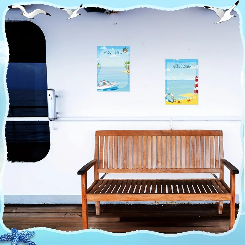 2pcs Whiteboard Cruise Door Magnets and 3 Erasable Markers Summer Cruise Ship Door Decorations Beach Magnetic Stickers Door