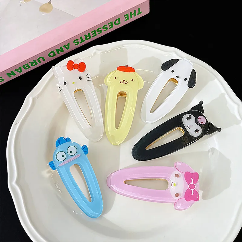 1Pc Anime Sanrio Figure Hairpin Hello Kitty Kuromi Melody Cinnamoroll Kawaii Hair Accessories Headwear Hair Clip Gifts For Girl