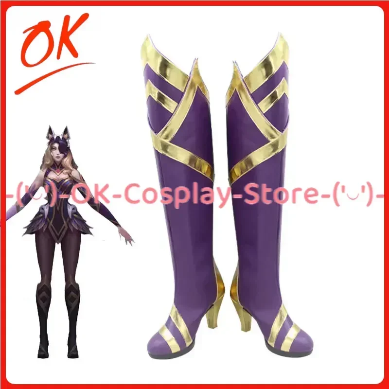 [Customized Size] L.O.L Ahri Cosplay Shoes Game Roleplay Costume Prop Halloween Carnival Party Boots PU Leather