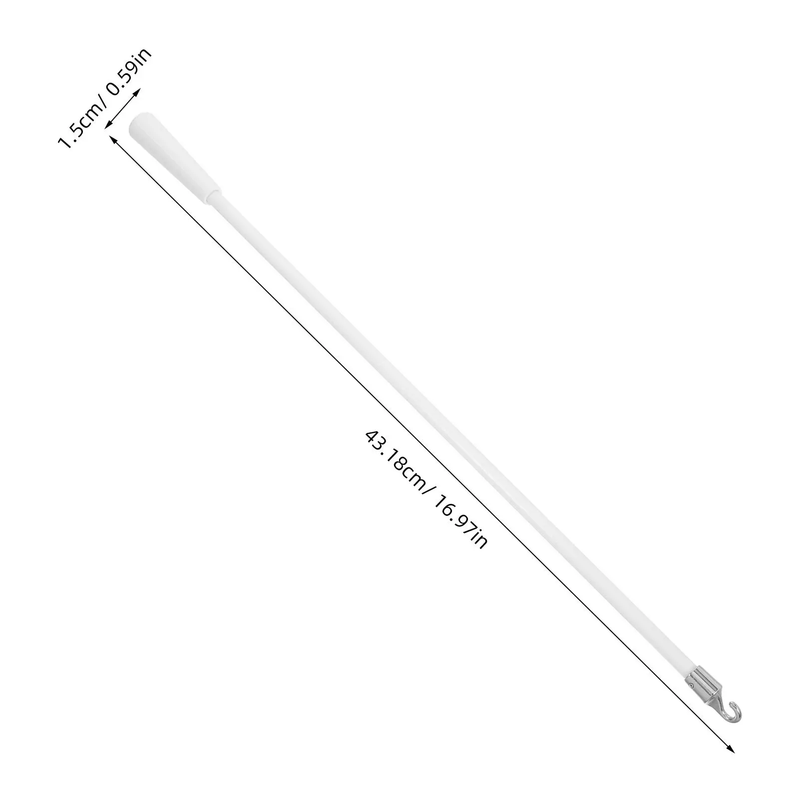 2Pcs Universal Curtain Pull Rod White Fiberglass 16.97in Smooth Silent Operation for Drapery Blind Control Window Accessories