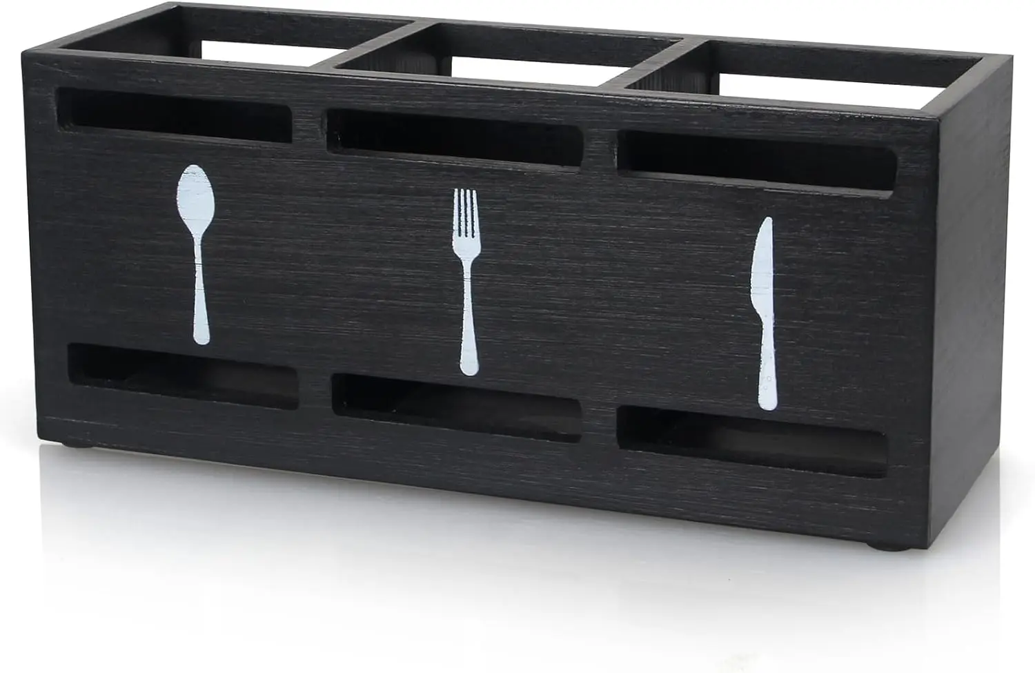 

Wooden Silverware Caddy Flatware Cutlery Holder Wood Silverware Organizer Containers Small Black