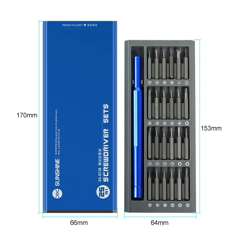 Sunshine SS 5118 Groove Magnetic Storage Finishing Screwdriver High Performance 25 in 1 Mobile Phone Screen Replacement Tool