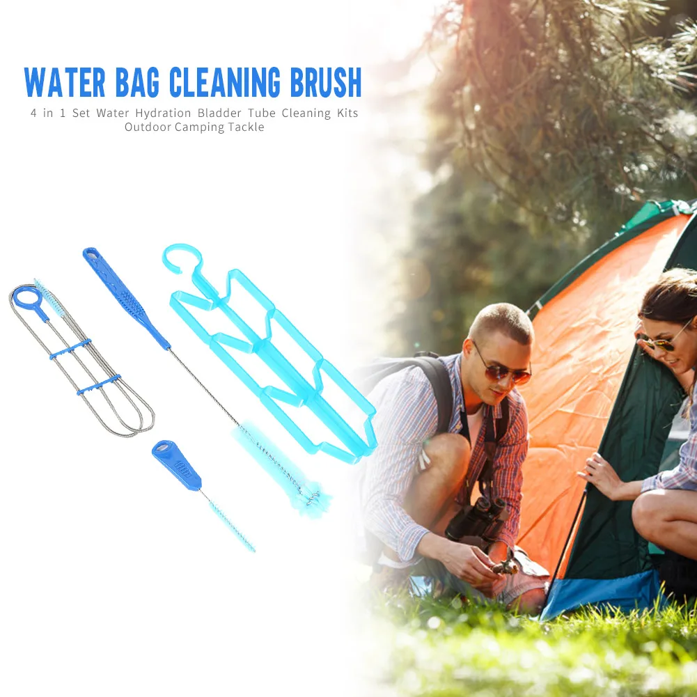 4Pcs Hydration Water Bladder Cleaning Kit Multifunction Water Bag Cleaning Brush Kit Outdoor Camping Tools for Water Bladders