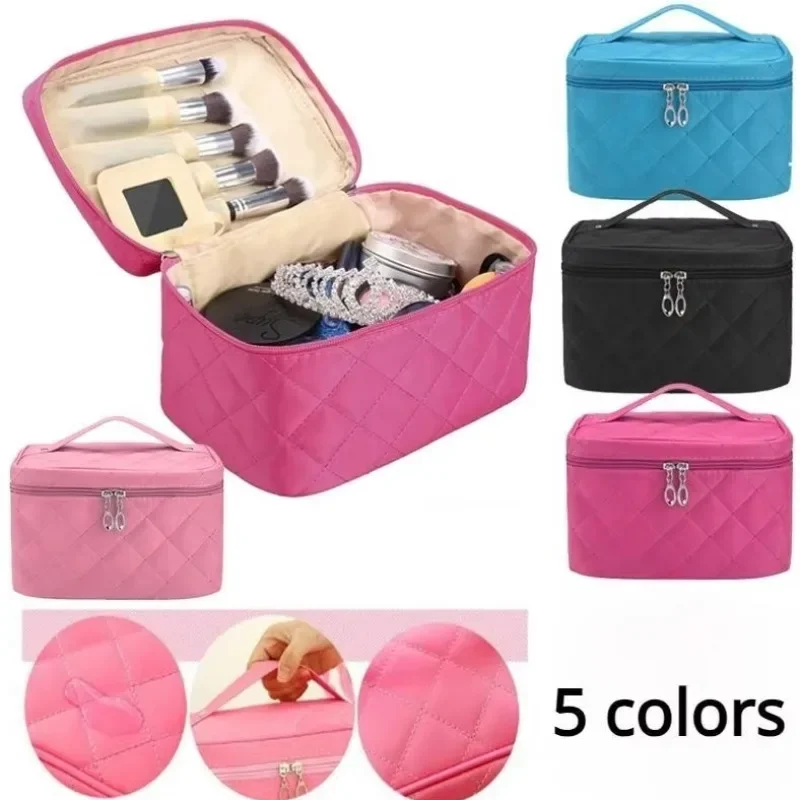 

Women Fashion Lingge Cosmetic Bag for Make Up Large Capacity Handbag Travel Toiletry Makeup Bags Wash Necessaire Cosmetic Box