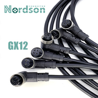 GX12 Aviation Plug 2 3 4 5 6 7 Pin Connector Bend Female with Wire 90° Welding Injection Molding M12 Male Head Sensor Socket