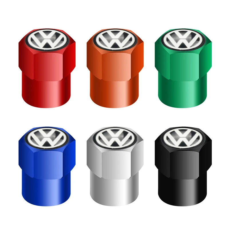 4PCS Car Badge Wheel Tires Valve Caps Metal Tyre Dust Cover For Volkswagen Golf Motion Touran Rline TDI R32 MK4 GTI Jetta Tiguan