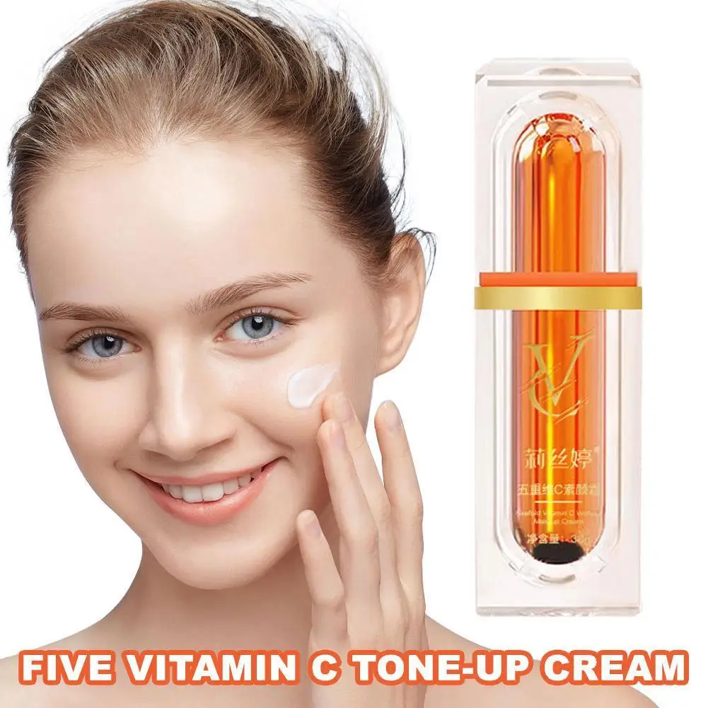 Vitamin C Tone Up Cream Whitening VC Five Tone Up Moisturizer Anti Aging Pimple Wrinkle Spots Remover Brightening Skin Care