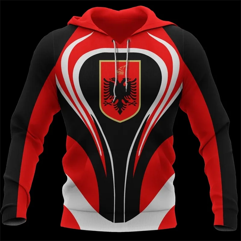 ALBANIA Flag Albanian Country Map Hoodie For Men Women 3d Print Pullover Sweatshirt Long Sleeve Causal Oversized Hip Hop Hoody