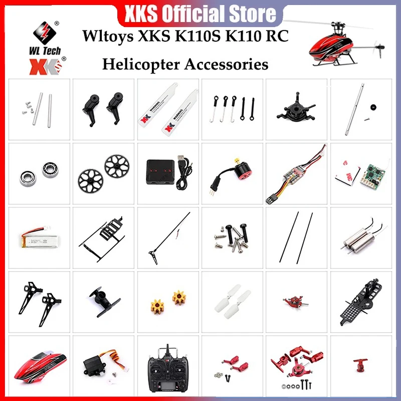 

Wltoys XK K110S RC Helicopter Blades Gear Metal Tail Motor Rotor Head Canopy ESC Receiver Board Servo Main Shaft Screws Parts