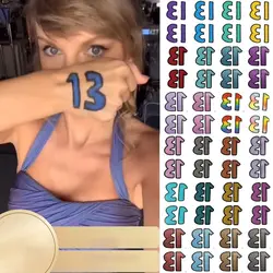 Colorful Numbers 13 Temporary Tattoos Sticker for Vocal Concert Activities Game Body Hand Sticker Disposable Tattoos Temporary