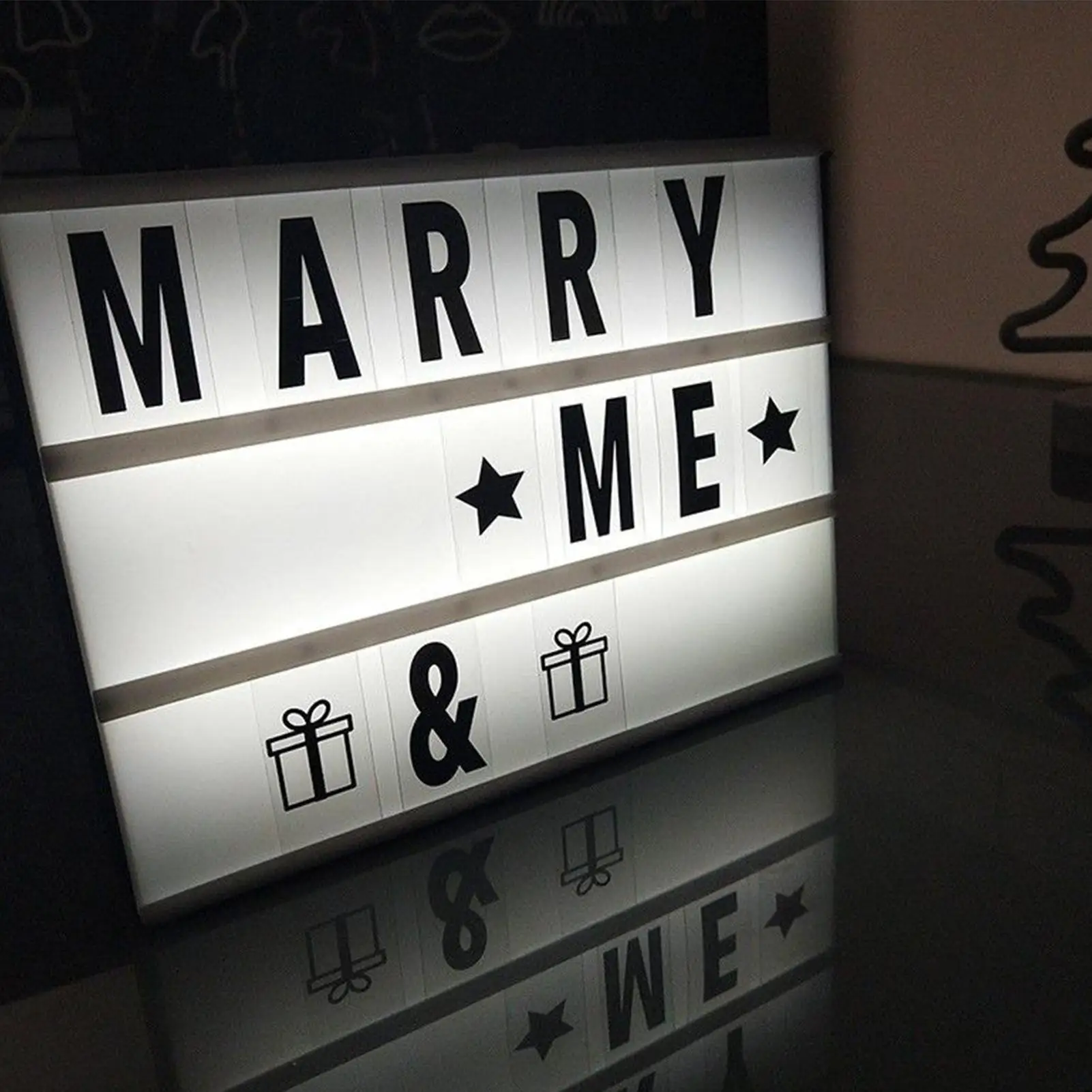 Light Box Sign 96 Letters Vintage Plug-In A5 LED Lighted Board Sign For Bedroom School Event Gathering Table Yard Wedding