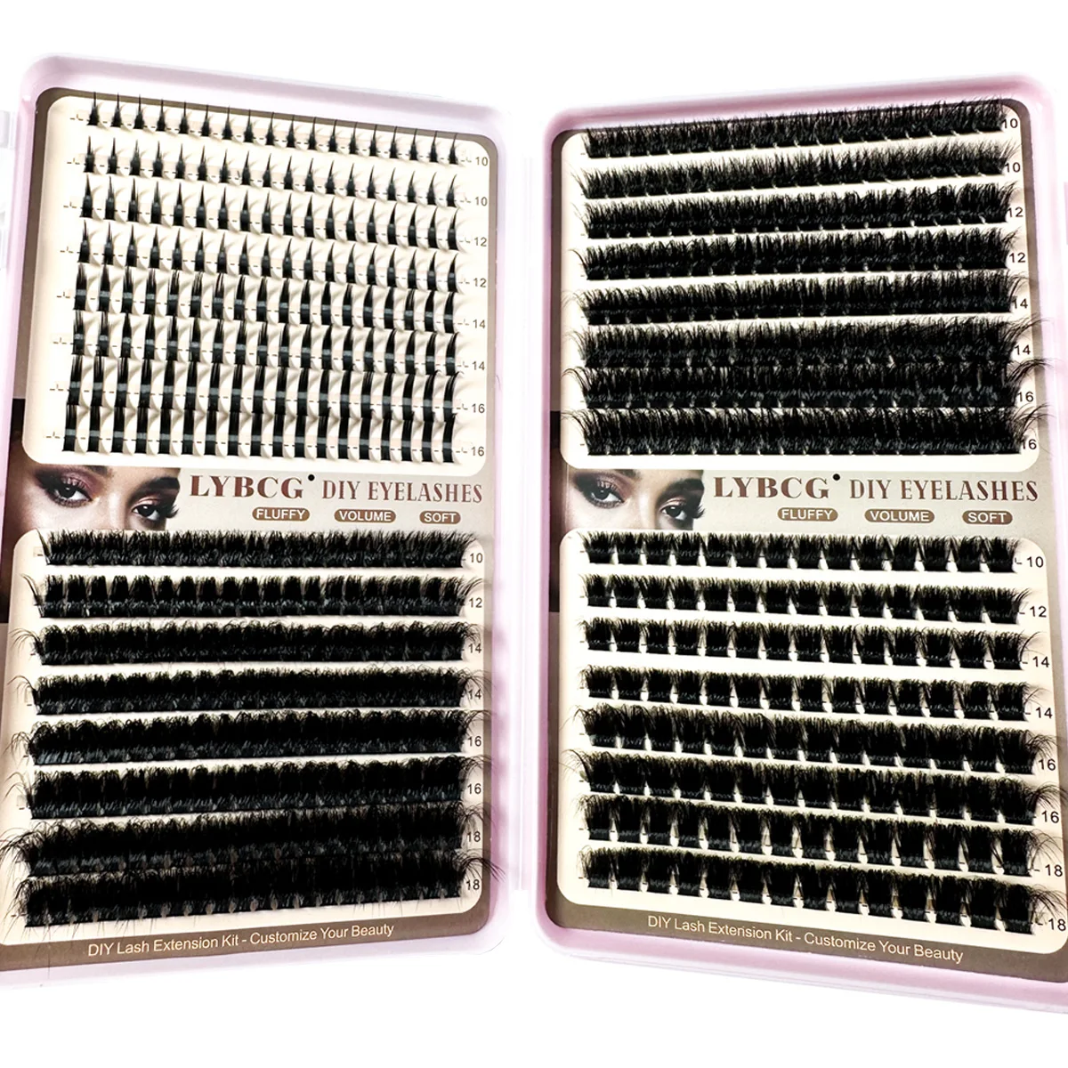 10-18mm Cluster per ciglia super soffici Spikes Lash Individuals Cluster per ciglia DD-Curly Cluster per ciglia Kit 4 stili Cluster per ciglia
