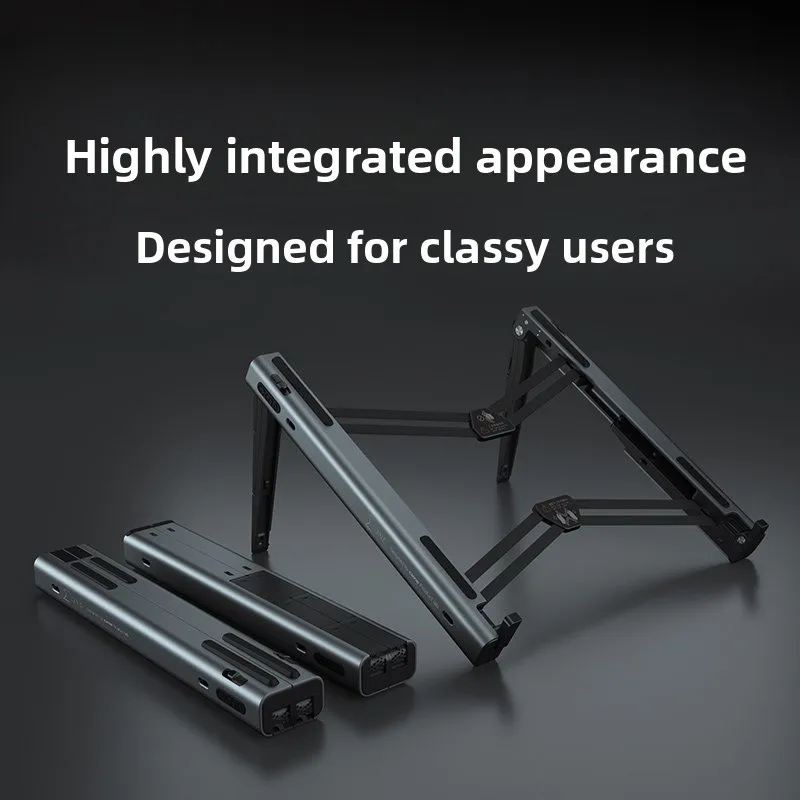 Modular Laptop Stand Dock - Carbon Fiber & Aluminum for MacBook, Foldable with Patented Expansion, 15Kg Stable Support