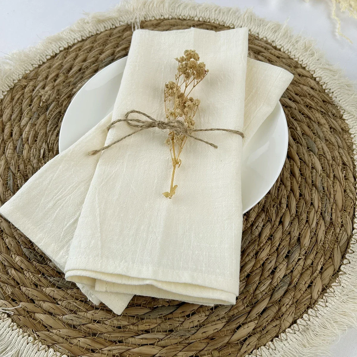 Wholesale 50pcs 30x45cm 100% Cotton Sage Green Napkin Reusable Wedding Party Christmas Table Decor Retro napkins