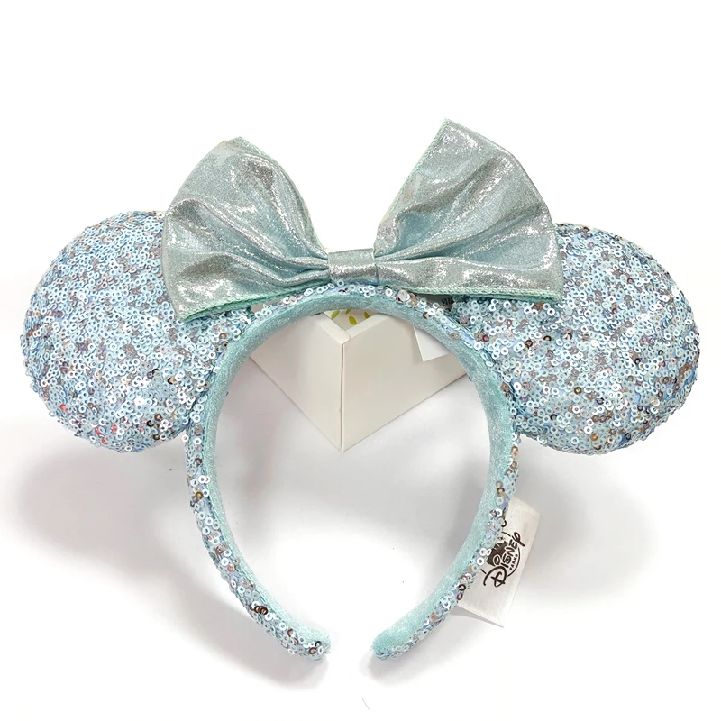 Disney Mickey Mouse Ear Headband Amusement Park Hair Hoop Fish Scale Sequin Mesh Party Headwear Girl Toy Birthday image 3