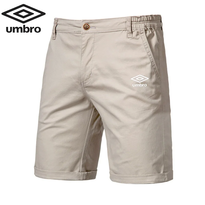 Bestickte umbro Sommer Baumwolle einfarbige Shorts für Männer hochwertige lässige Business Social elastische Taille Strands horts