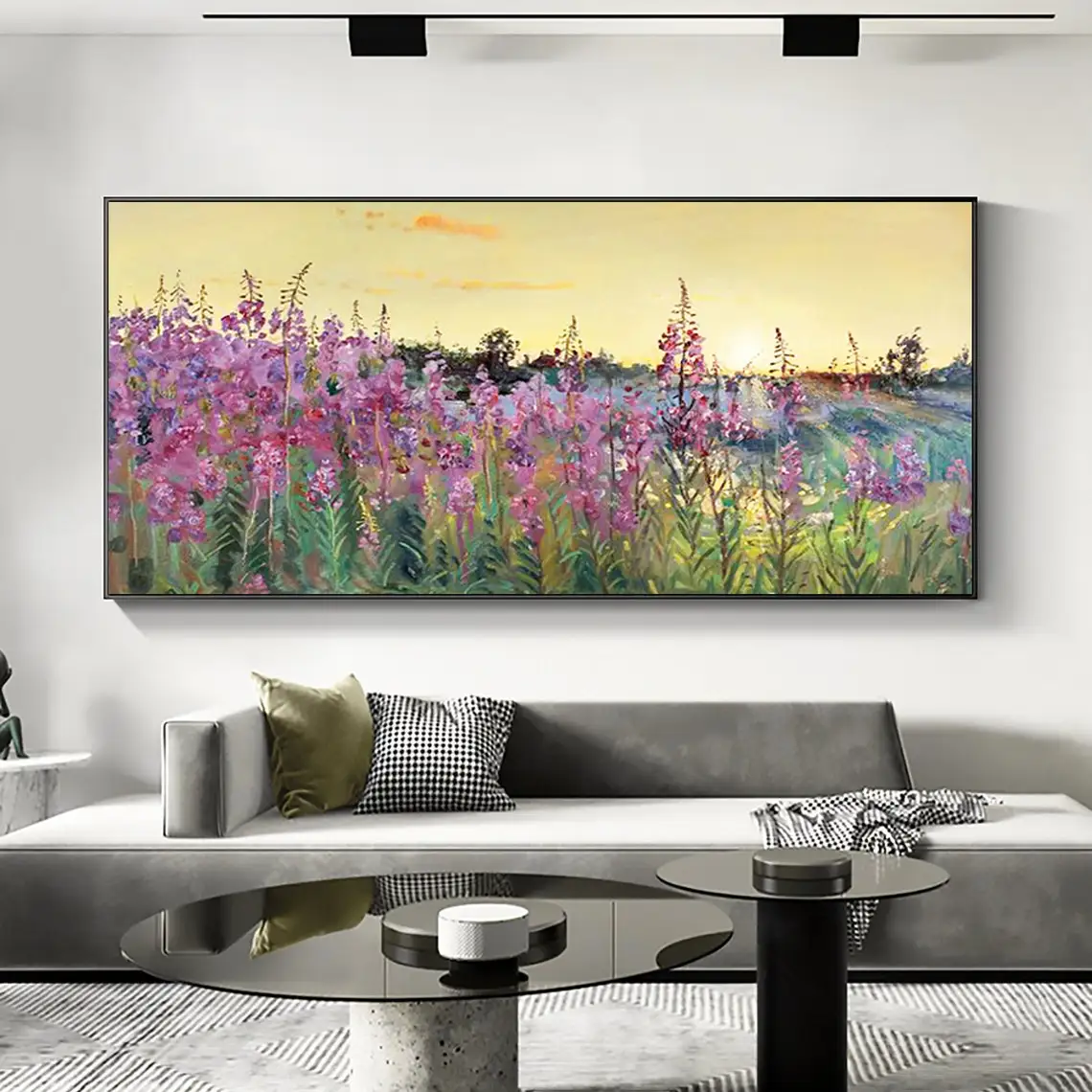 Lavender Flowers Oil Painting Hand Painted Flower Wall Art Big Abstract Painting On Canvas Housewarming Gift Abstract Wall Decor