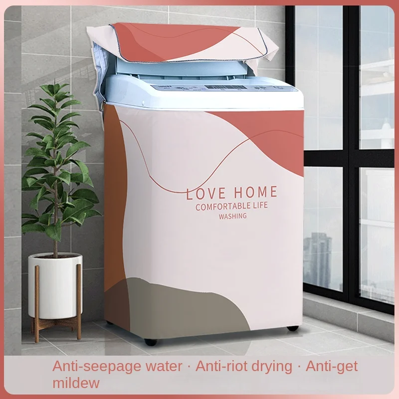 New Cartoon Pattern Washing Machine Dust Cover Silver Coating Waterproof Washing Machine Cloth Cover Sticker Fasten Style Cover