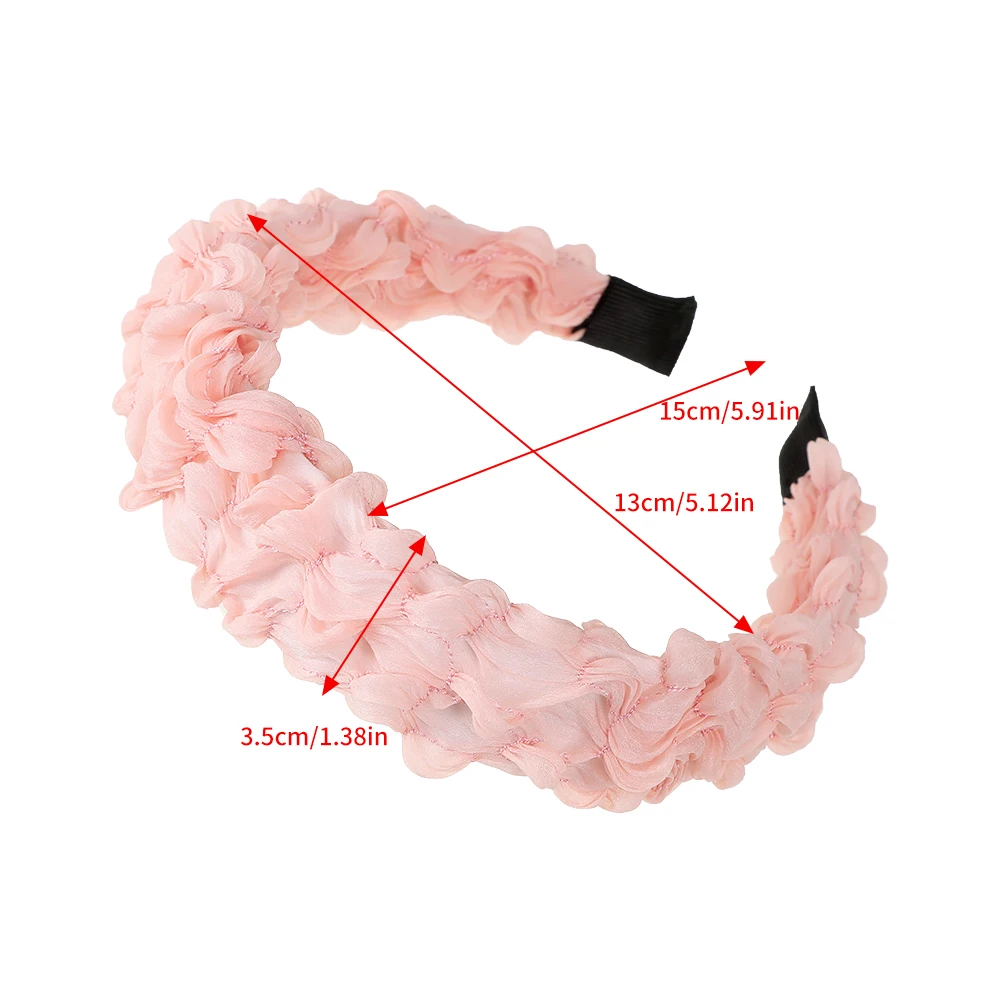 Haimeikang Pleated Fabric Headband Black Sweet Hair Hoops Hair Band Women Solid Color Fashion Bezel Headdress Hair Accessories