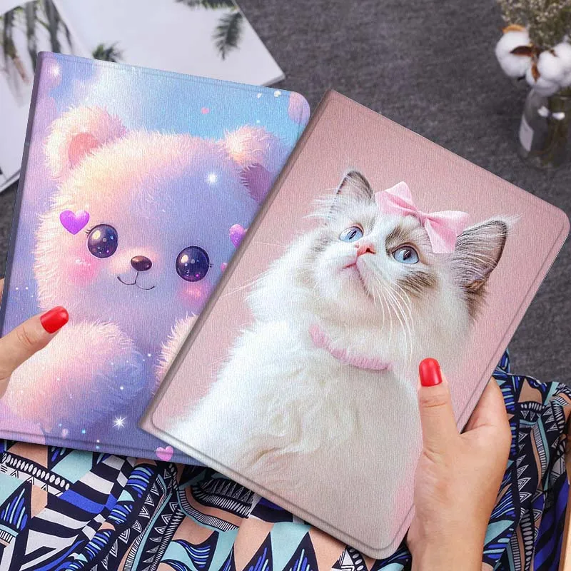 

Чехол для планшета Xiaomi Mi Pad Mini 4 5 6 7 SE Pro Plus Redmi Pad 2 SE 2025 8.8 11 с мультяшным рисунком (Кот, Медведь, Олень) — Складной чехол-подарок