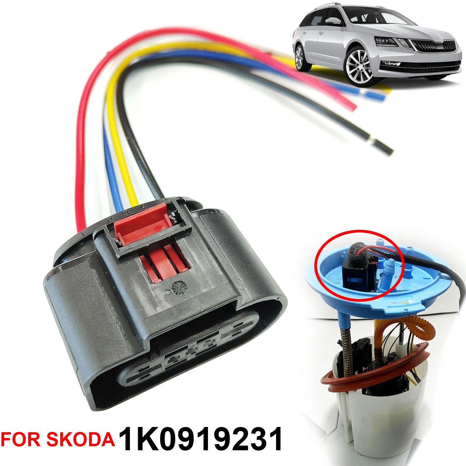 For SKODA Citigo Fabia Kamiq Karoq Kodiaq Kushaq Fuel Pump Control Sender Wiring Harness Loom connector plug Prewired 1K0919231