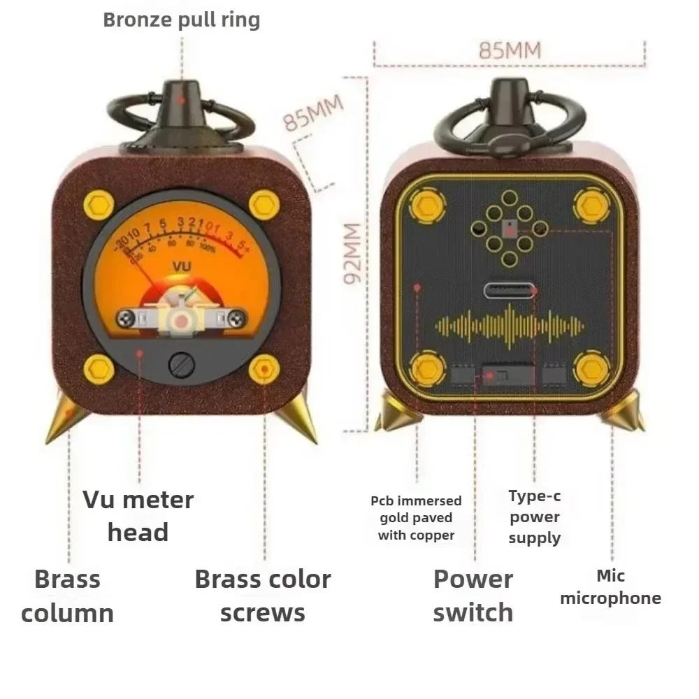 Control de sonido con captación de nogal negro, medidor de nivel VU, descompresor colgante, medidor de Audio con captación de nogal negro