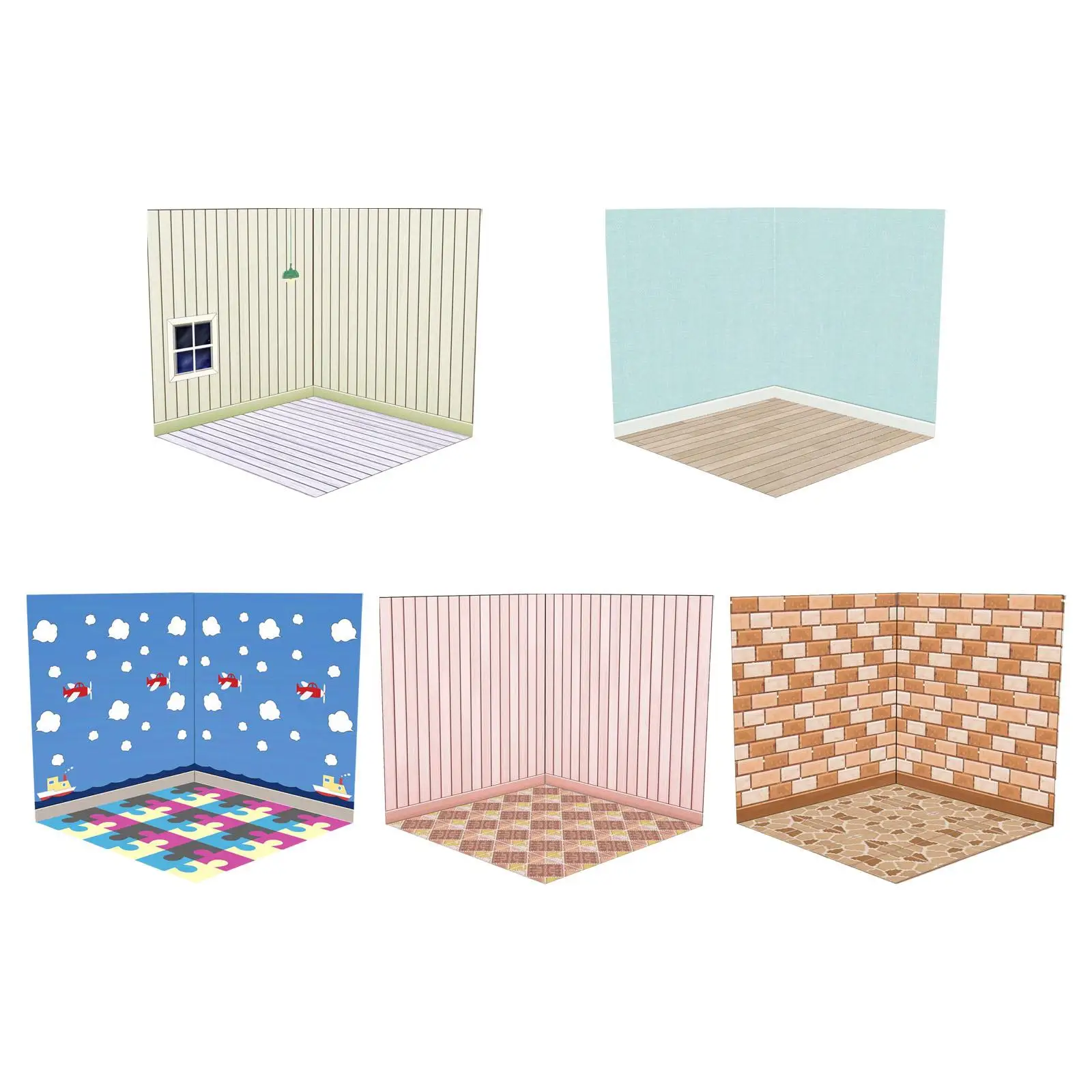 Foldable 1:12 Dollhouse Accessory Board for Various Room Settings