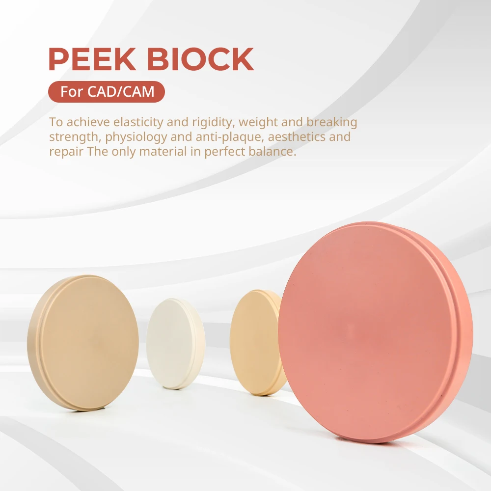 Dennoos Dental PEEK-Block 98mm Naturgelb & Gingivaweiß CAD/CAM-Fräsmaterial für Implantatrestaurationen – Detail 1
