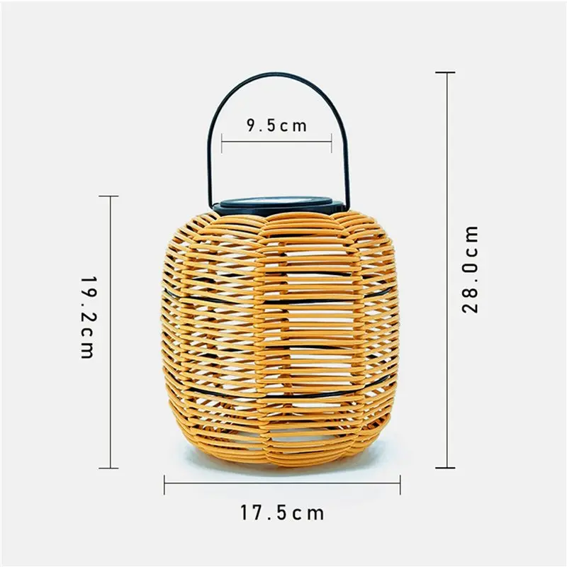 B69C 4X Solar Rattan Hanging Lantern,Solar Lantern With Handle Solar Outdoor Lantern Decorative Lights For Garden Yard