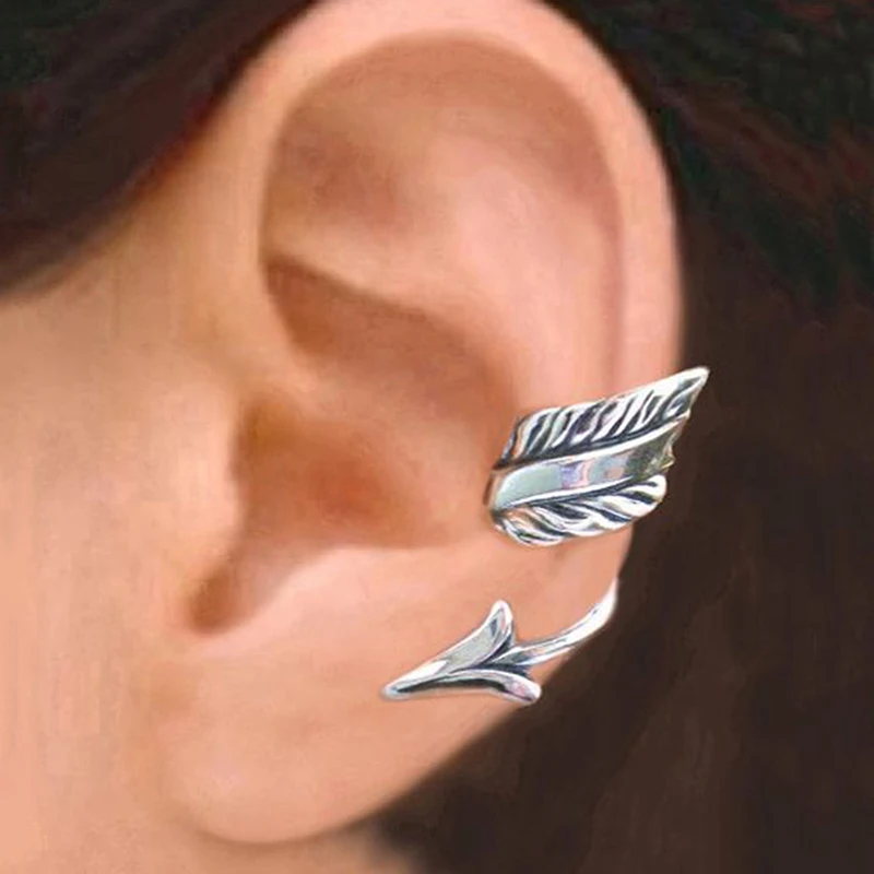 Huitan Vintage Design Arrows Shaped Clip Earrings for Women Ear Cartilage Earrings Non-piercing Accessories Personality Jewelry