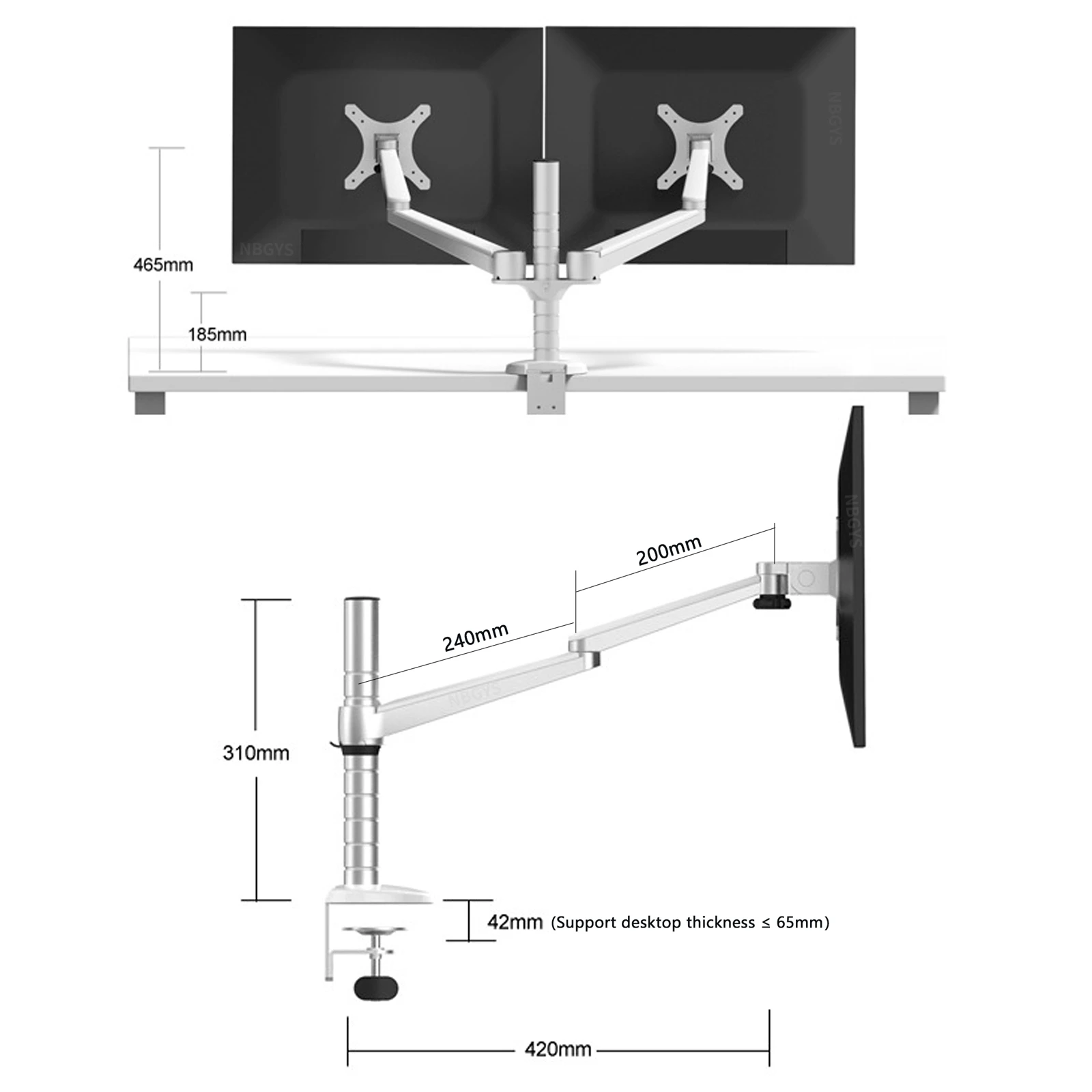 Liquid Crystal Display Holder Desktop Stand Double Screen Double Arm Free Lifting Universal Rotating Support Frame