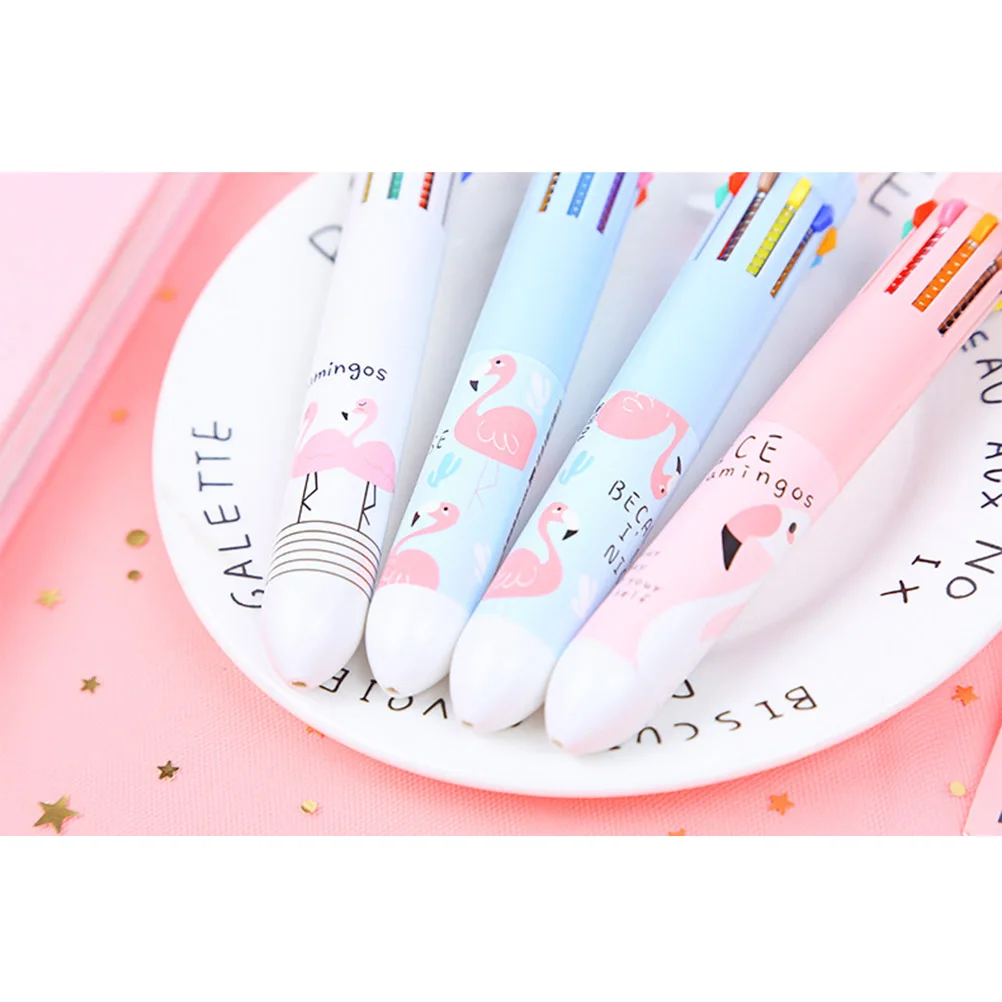 

10 Pcs Colored Ballpoint Pen Flamingo Pens Colorful Retractable Small and Fresh Multicolor