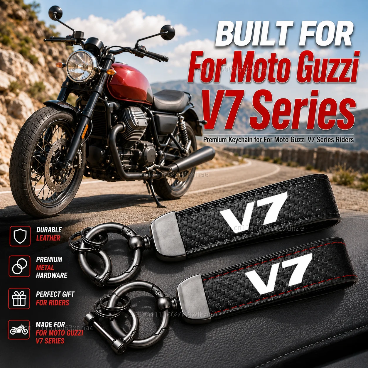 High-Grade Leather Motorcycle Keychain Holder Keyring Accessories For Moto Guzzi V7 Series 2008-2024
