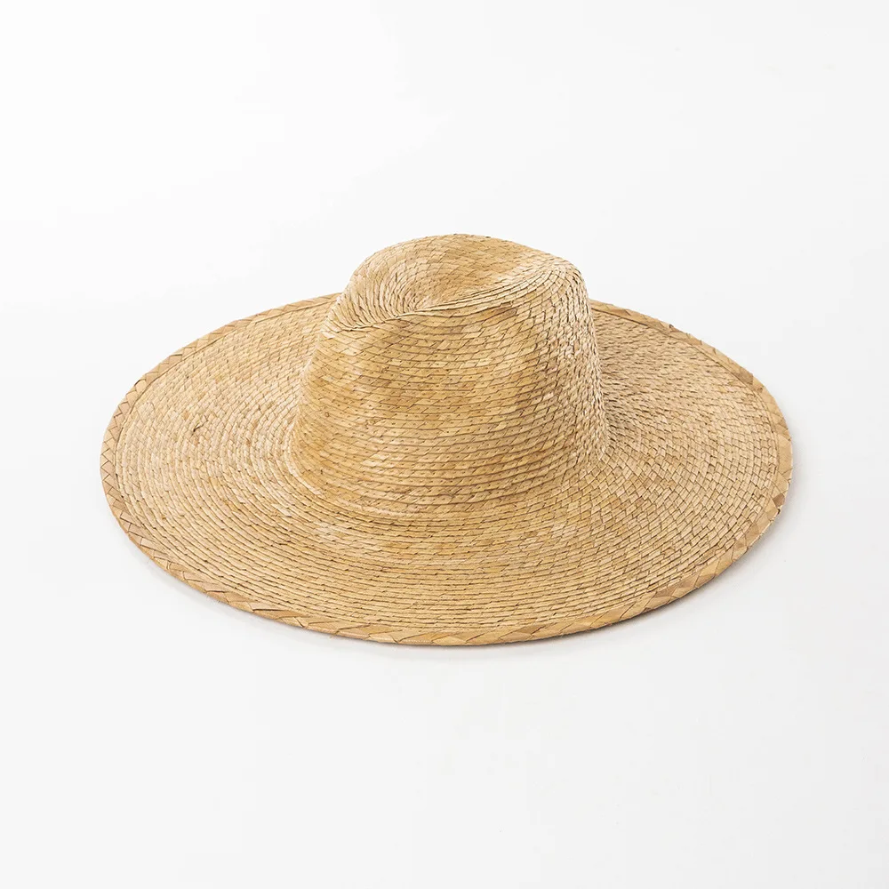 Raffia straw hat colorless Palma wide-brimmed fedora vacation sun hat beach summer jazz hat Panama sun hat image 3
