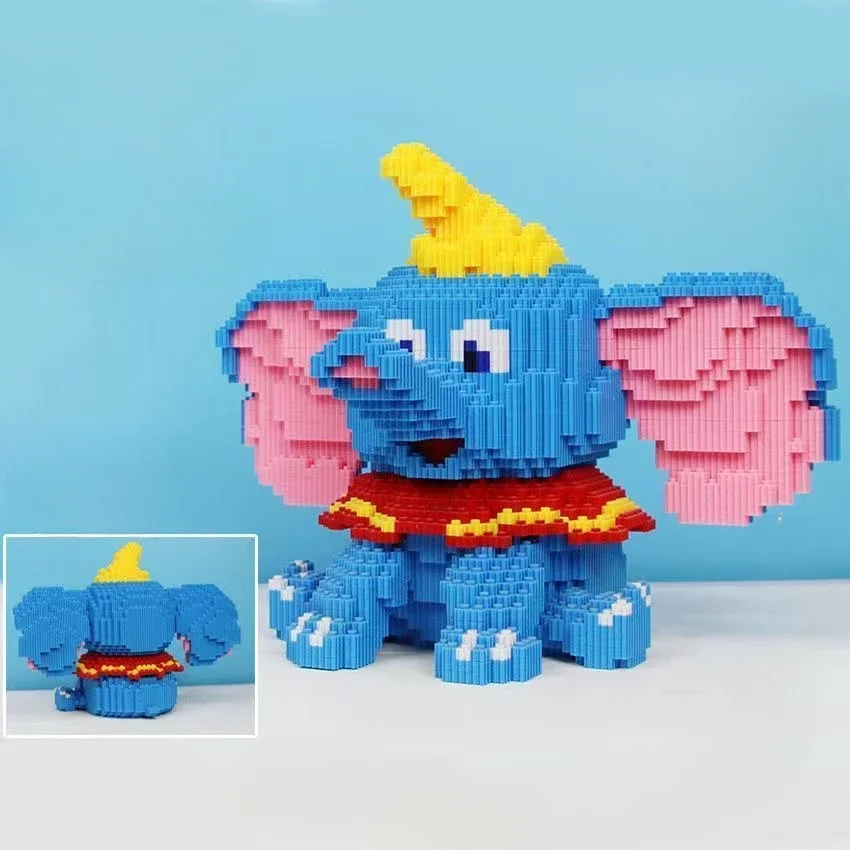 Disney New Dumbo Gear Type Splicing Building Blocks Cartoon DIY 3D Doll Puzzle Children\'s Toys Birthday Gift for Boys and Girls