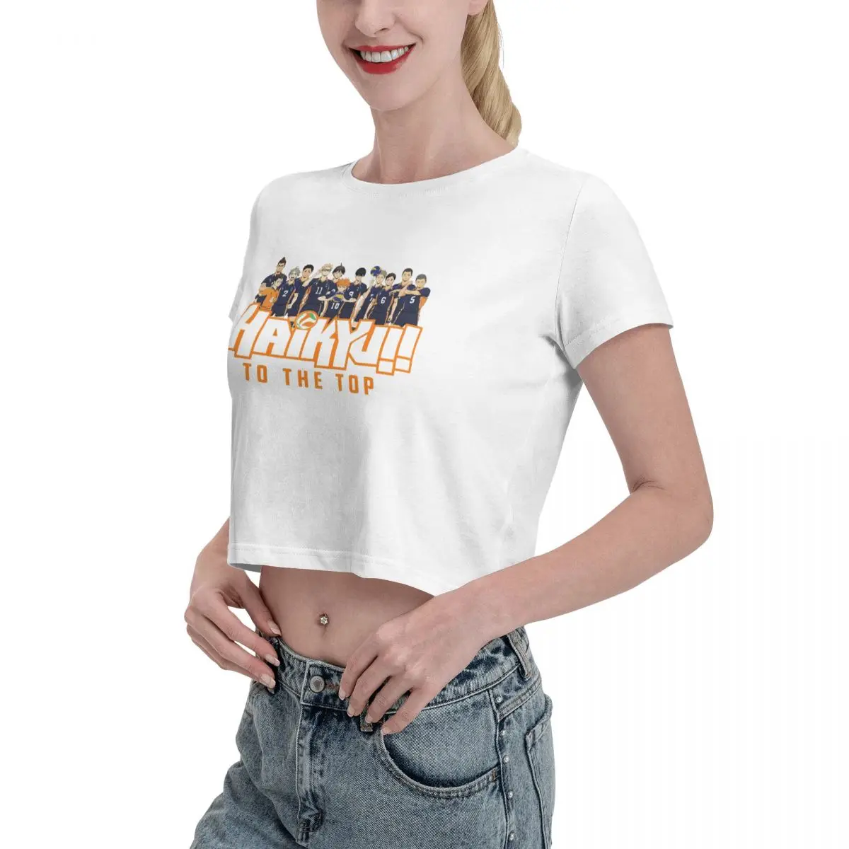 Haikyuu Volleyball Kuroo Tetsurou Kozume Kenma Anime Tshirt Cartoon Graphic Tees Female Crop Top,Leak navel T-shirt