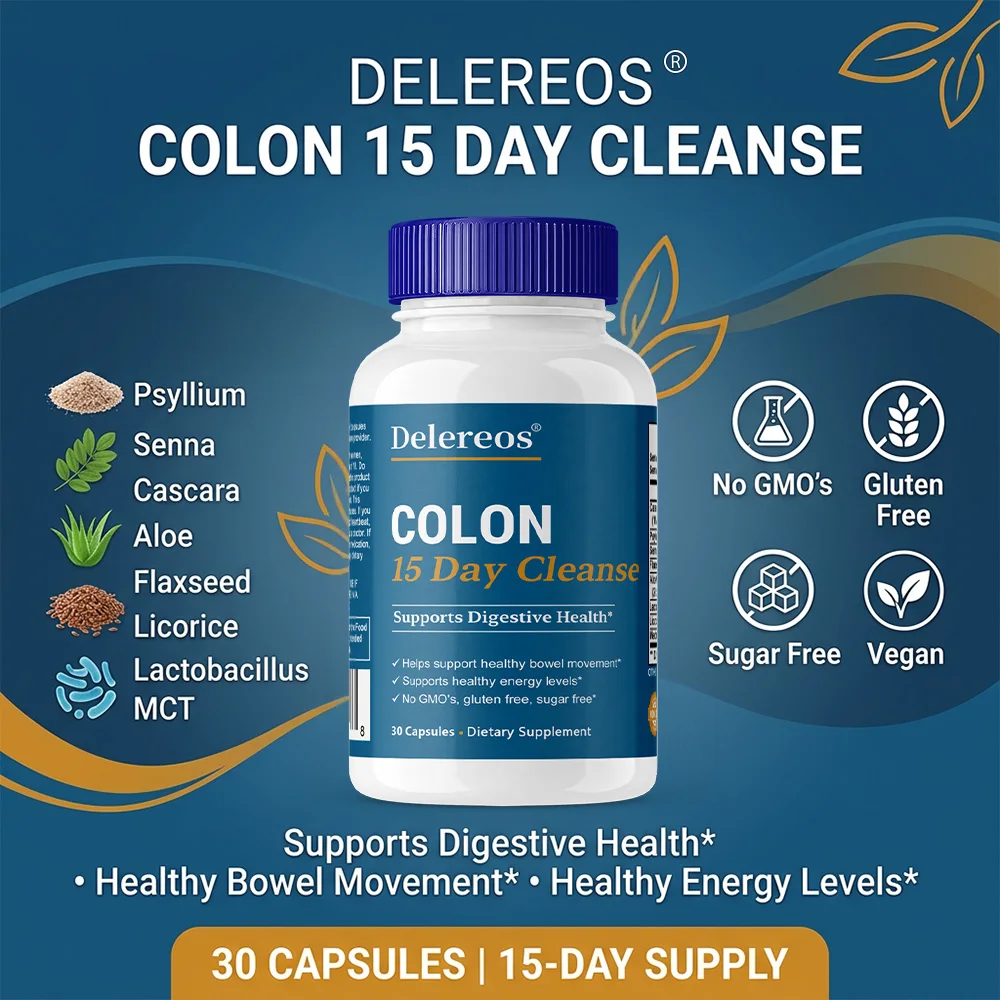 Colon 15 Day Cleanse, Advanced Gut Cleanse Detox for Women & Men with Psyllium Husk, Senna Leaf & Probiotics, Non-GMO