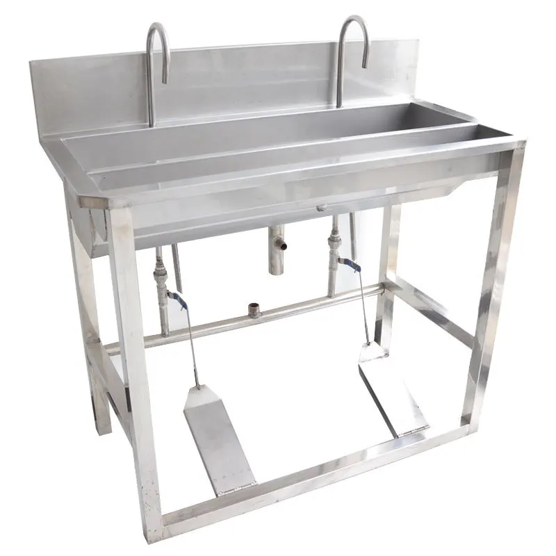 Commercial hospital hand washing sink, disinfection sink, foot operated hand washing sink, supermarket foot operated