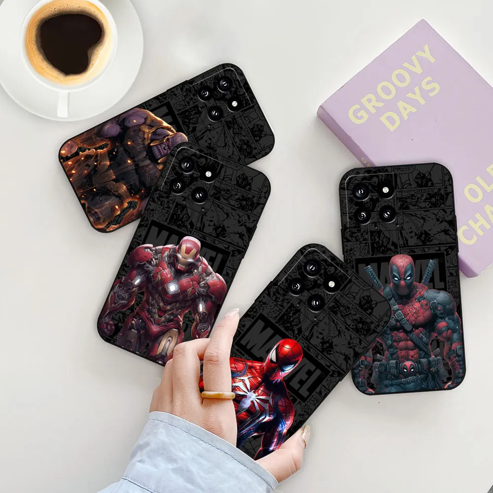 

Marvel SpiderMan Deadpool Iron Man Phone Case For Xiaomi Mi Poco F5 F4 F3 F2 X5 X4 X3 M5 M4 M3 M2 Pro Gt Nfc 5G Black Soft Cover